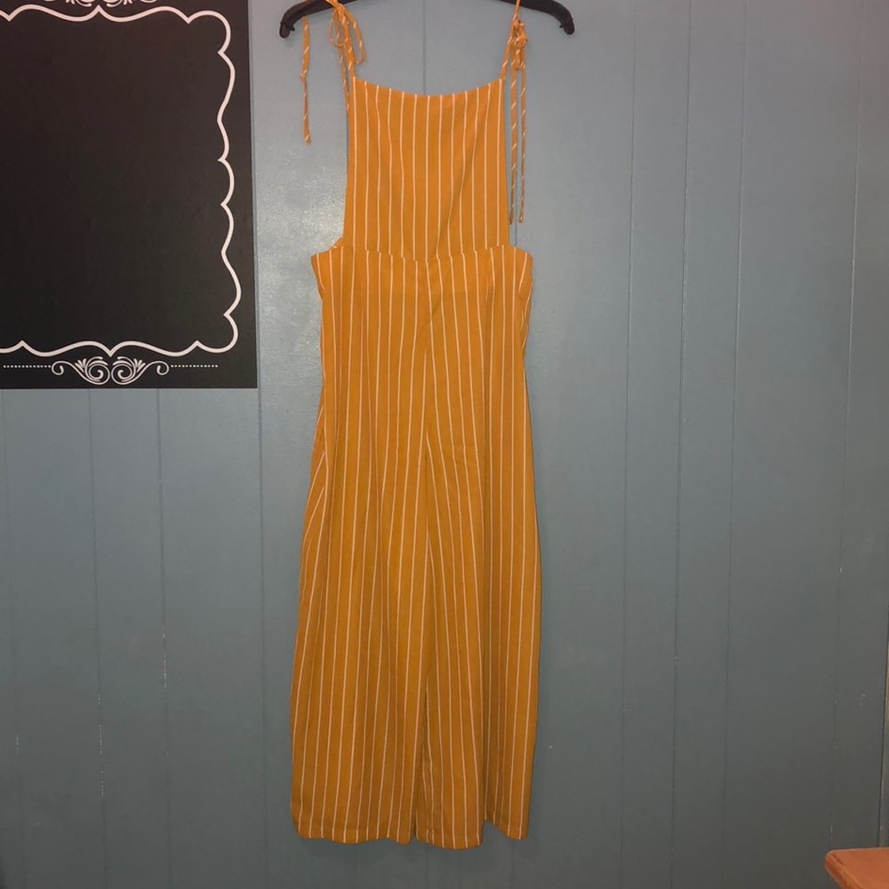 Yellow flare overall pants